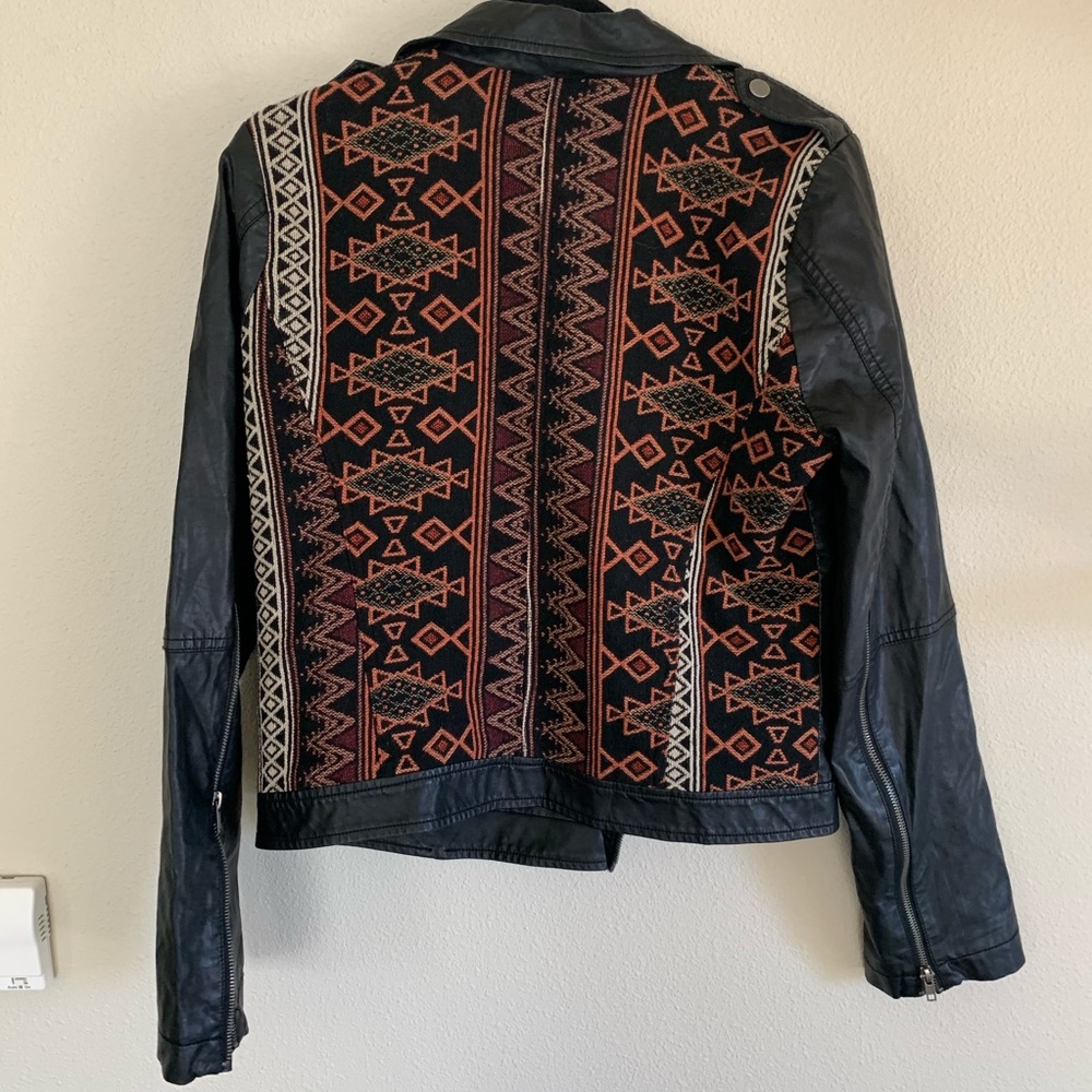 Blu pepper faux leather boho jacket